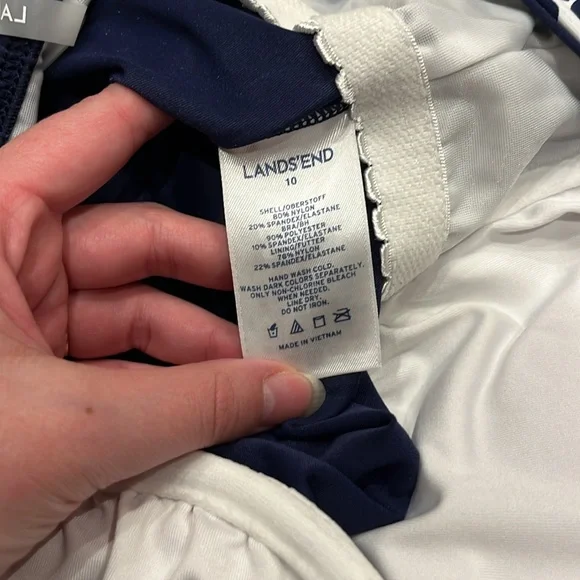 Lands End Tankini Set Sz 10 Navy Floral Underwire Summer Pool Full Coverage - Picture 3 of 11